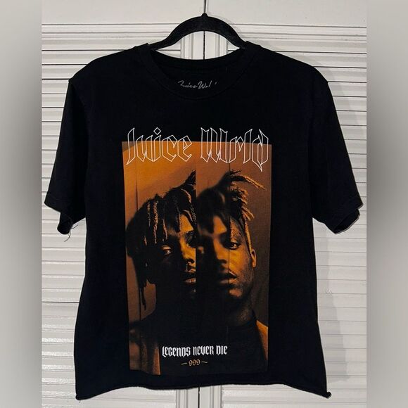 Juice Wrld Legends Never Die -999- Black‎ T-Cropped Graphic Shirt Size M - Picture 1 of 9